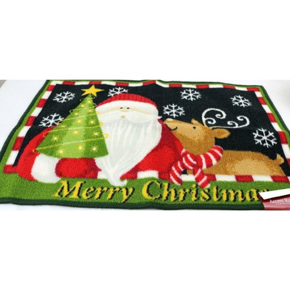 Merry Christmas Santa and Reindeer Door Mat Rubber - Picture 1 of 3